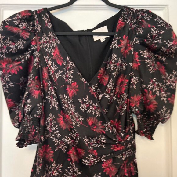 Cinq a Sept Tumbled Daisy Kacy Floral Print Puff Sleeve Midi Dress, size 6 - Picture 4 of 4